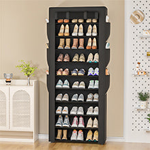 OYREL Large Shoe Rack, Black, 6 Side Pockets, 23.6" Wide x 11.4" Deep x 68.9" Tall, 36-41 Pairs of Shoes