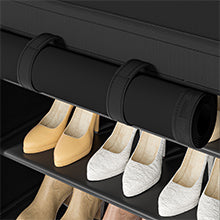 OYREL Large Shoe Rack, Black, 6 Side Pockets, 23.6" Wide x 11.4" Deep x 68.9" Tall, 36-41 Pairs of Shoes