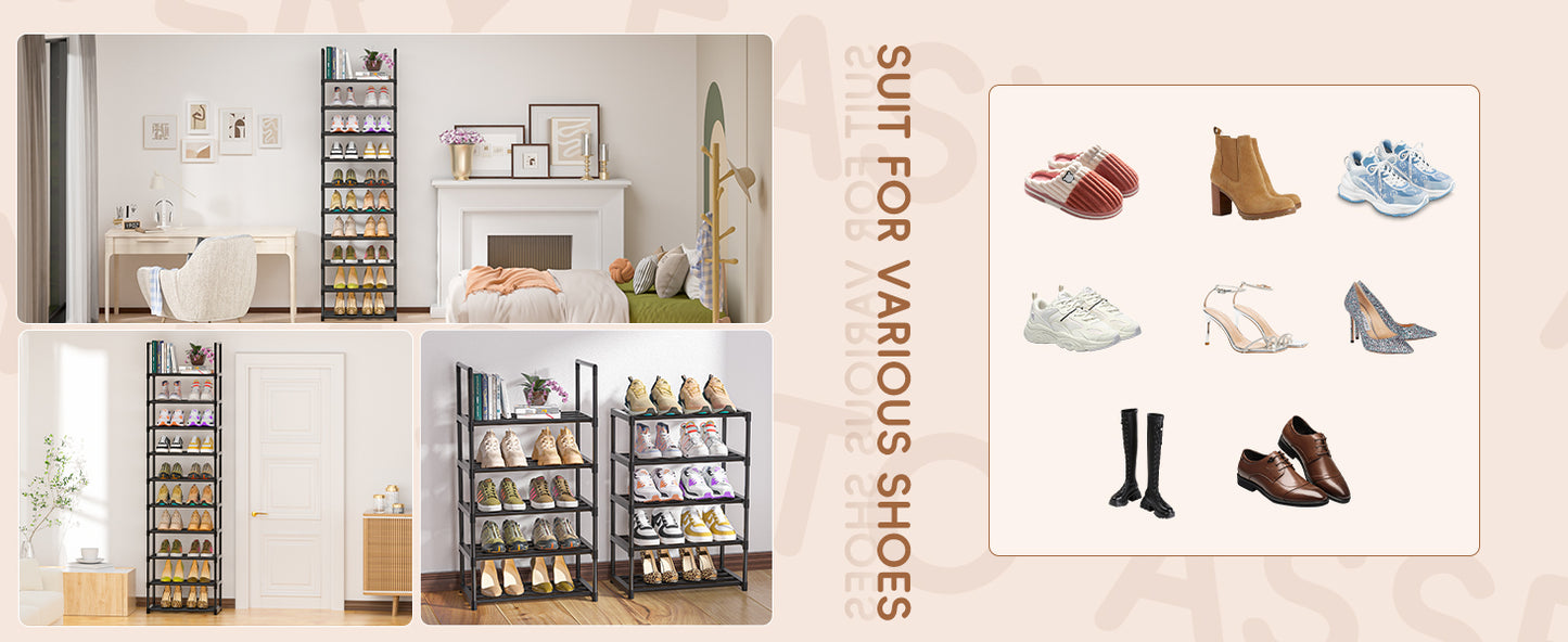 Shoe Rack, Sturdy Metal Shoe Rack Organizer,Narrow Shoe Rack,Shoe Racks for Closets,Shoes Rack,Shoe Stand,Shoe Shelf
