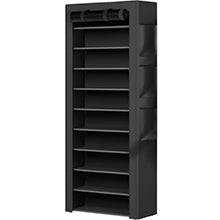 OYREL Large Shoe Rack, Black, 6 Side Pockets, 23.6" Wide x 11.4" Deep x 68.9" Tall, 36-41 Pairs of Shoes