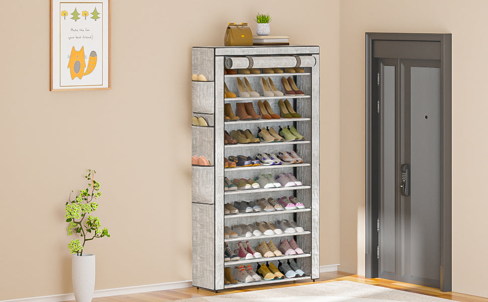 OYREL Shoe Rack 10Tier Large Capacity 50-56Pairs Beautiful Tall Shoe Shelf Free Standing Storage Cabinet Entryway Closet