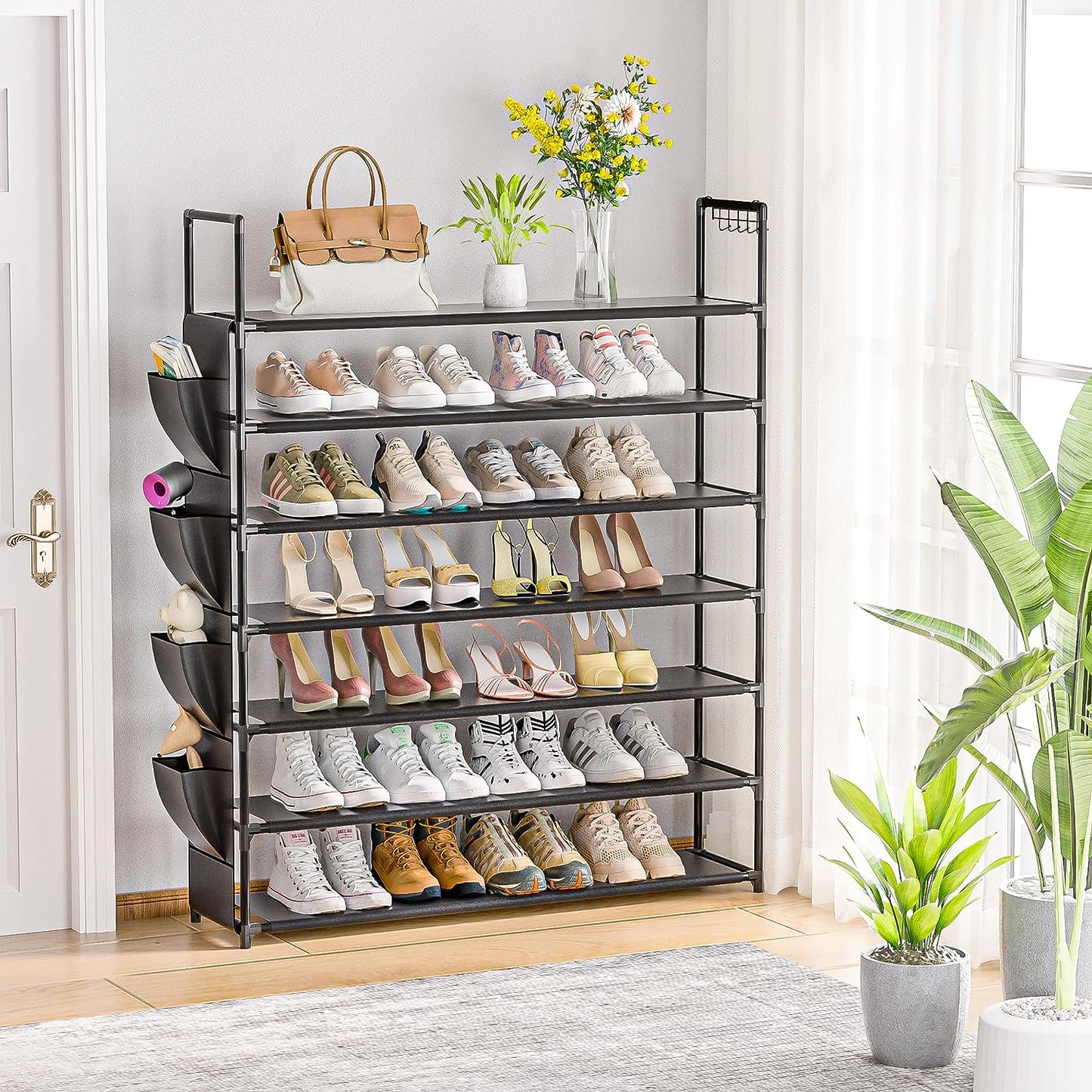 Shoe Rack 7 Tier Shoe Organizer Shoe Storage 28-35Pairs Shoe Rack for Closet Shoe Rack Organizer Entryway Shoe Holder Space Saving Shoe Shelf Shoe Stand Large Tall Shoe Tower Bedroom Garage Door