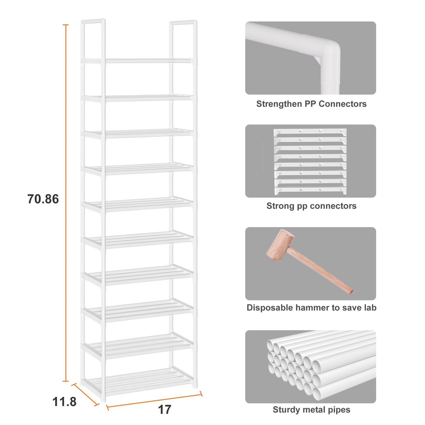 OYREL Shoe Rack, Sturdy Metal Shoe Rack Organizer,Narrow Shoe Rack,Shoe Racks for Closets,Shoes Rack,Shoe Stand,Shoe Shelf