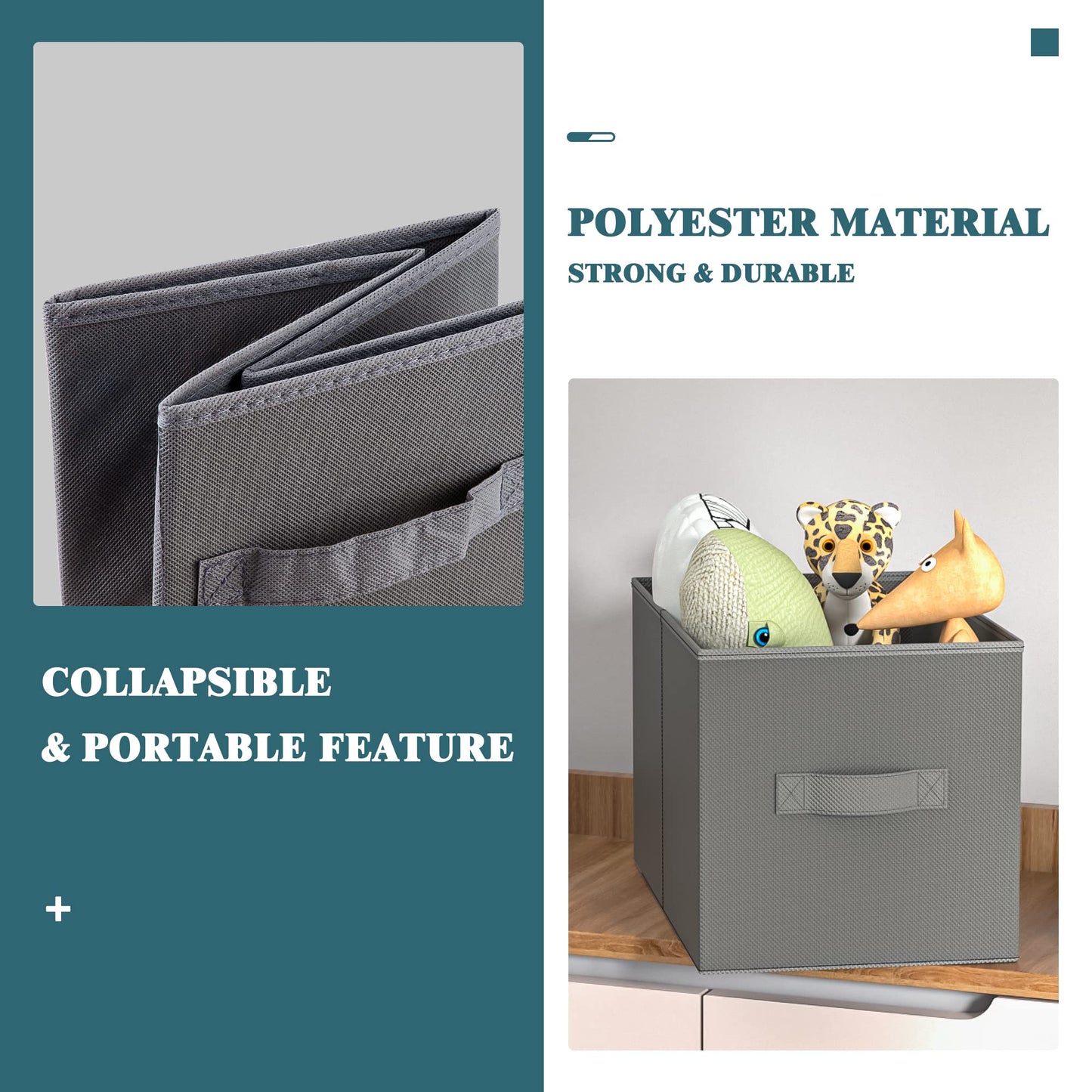 OYREL Storage Bins with Handles, 2 Pack, 7.5 * 11.8 * 7in, Collapsible Non-Woven Fabric Storage Bins for Shelves, Closet Organizers with Handles, Fabric Box for Home