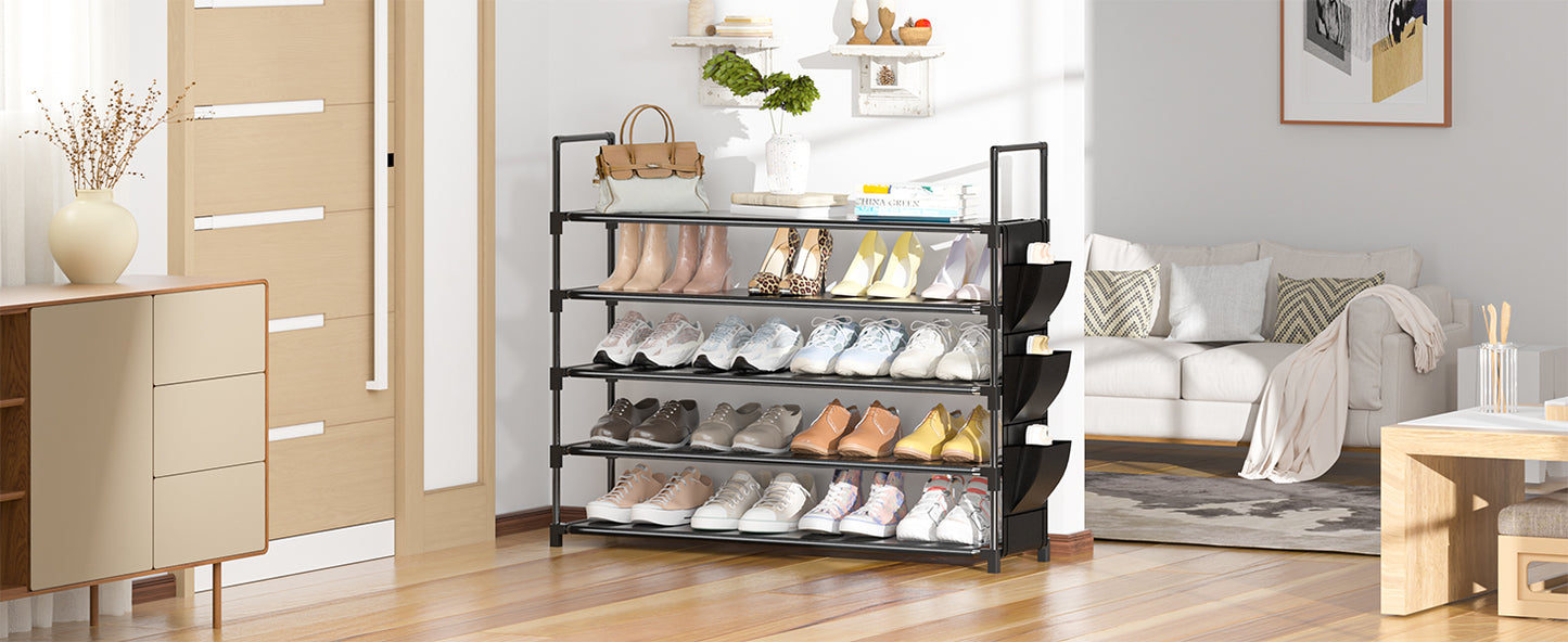 OYREL Shoe Rack 5 Tier Shoe Organizer Shoe Storage 20-25 Pairs Shoe Rack for Closet Shoe Rack Organizer Entryway Shoe Holder Space Saving Shoe Shelf Shoe Stand Large Tall Shoe Tower Garage Door