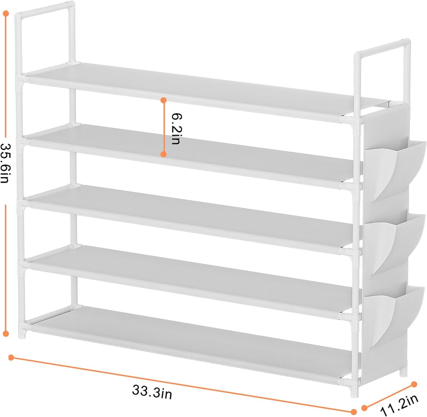 Shoe Rack 5 Tier Shoe Organizer Shoe Storage 20-25 Pairs Shoe Rack for Closet Shoe Rack Organizer Entryway Shoe Holder Space Saving Shoe Shelf Shoe Stand Large Tall Shoe Tower Bedroom Garage Door