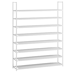 8 Tier Shoe Rack Organizer Large Shoe Storage Rack for Closet Entryway Shoe Holder Space Saving Shoe Shelf Shoe Stand Tall Shoe Tower Metal Shoe Rack Holds up to 32-40 Pairs of Shoes