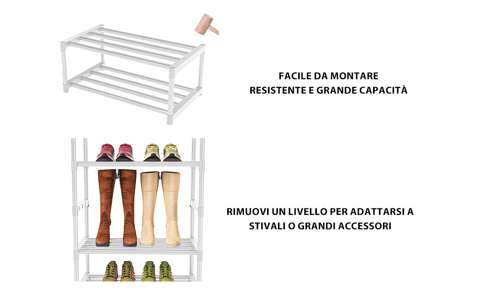 OYREL Scarpiera a 10 Ripiani, Slim e Alta, Scaffale Portascarpe in Metallo, Scarpiera per 10-20 Paia di Scarpe, per Spazi Stretti, Ingresso Soggiorno Camera da Letto