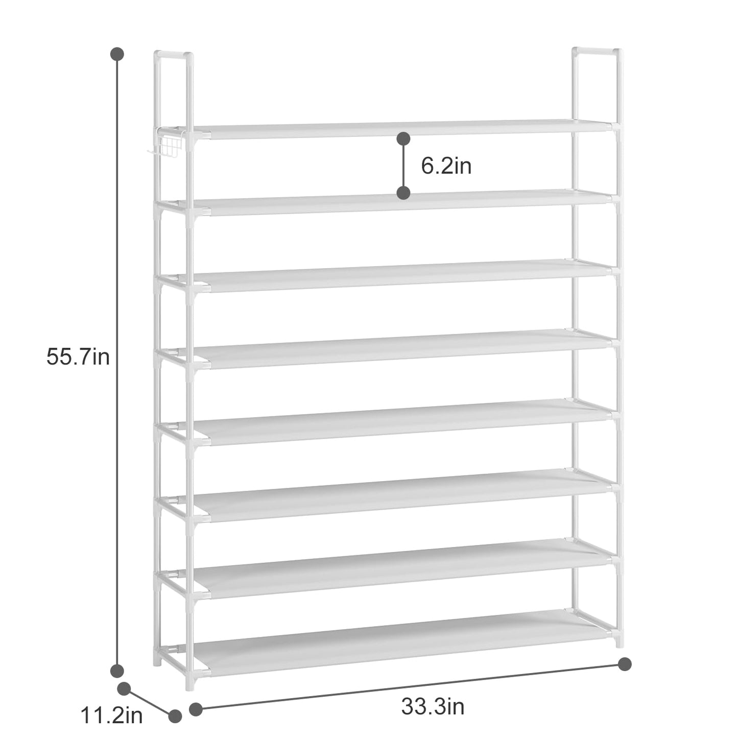 8 Tier Shoe Rack Organizer Large Shoe Storage Rack for Closet Entryway Shoe Holder Space Saving Shoe Shelf Shoe Stand Tall Shoe Tower Metal Shoe Rack Holds up to 32-40 Pairs of Shoes