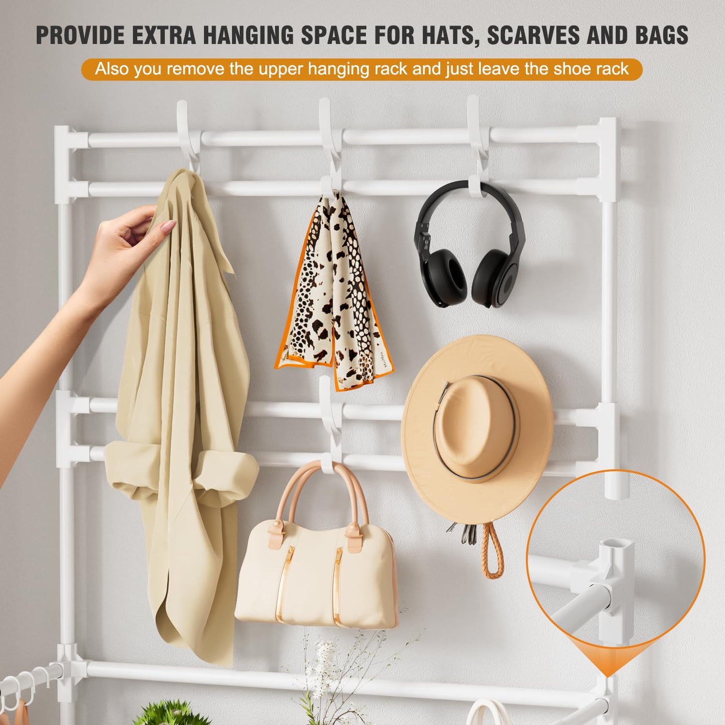 Shoe Rack 5 Tier Shoe Organizer Storage 15-20 Pairs Shoes Rack for Closet Entrance Shoe Rack Organizer with Hooks and Side Pocket Entryway Shoe Holder Space Saving Free Standing Shoe Racks