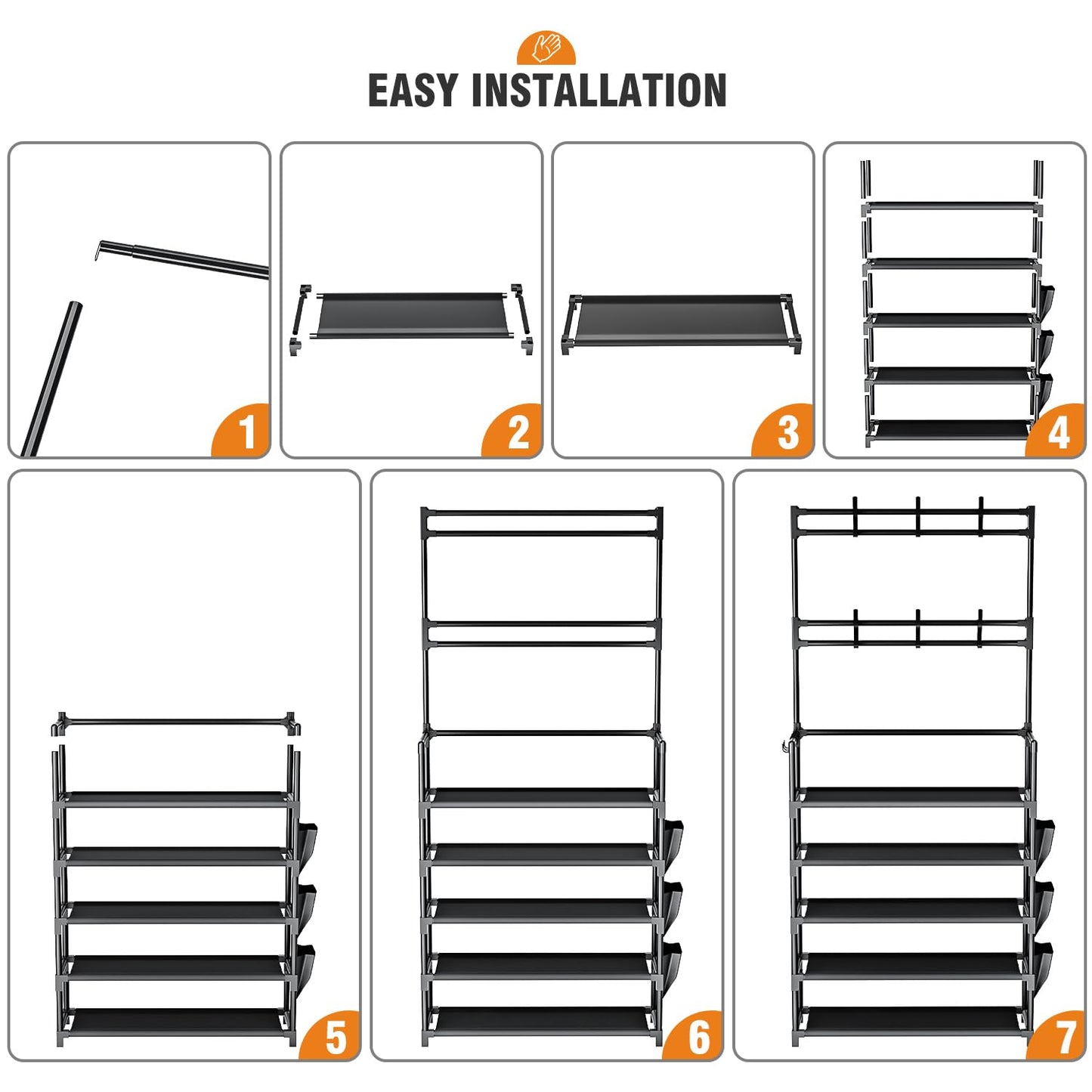 Shoe Rack 5 Tier Shoe Organizer Storage 15-20 Pairs Shoes Rack for Closet Entrance Shoe Rack Organizer with Hooks and Side Pocket Entryway Shoe Holder Space Saving Free Standing Shoe Racks