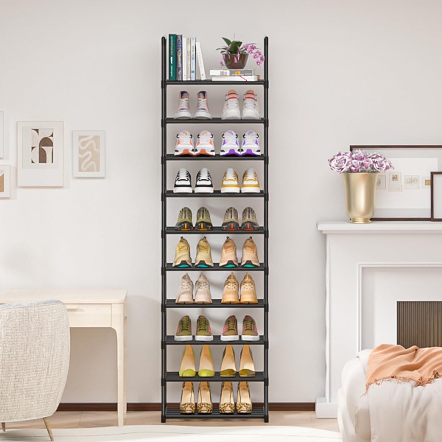 Shoe Rack, Sturdy Metal Shoe Rack Organizer,Narrow Shoe Rack,Shoe Racks for Closets,Shoes Rack,Shoe Stand,Shoe Shelf