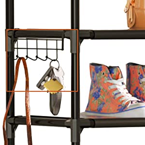8 Tier Shoe Organizer, 33.3in Wide x 11.2in Deep x 55.7in Tall, Black Metal and Plastic Shoe Rack, Holds up to 32-40 Pairs of Shoes