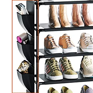 OYREL Shoe Rack 5 Tier Shoe Organizer Shoe Storage 20-25 Pairs Shoe Rack for Closet Shoe Rack Organizer Entryway Shoe Holder Space Saving Shoe Shelf Shoe Stand Large Tall Shoe Tower Garage Door