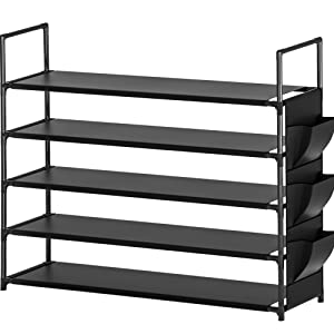 OYREL Shoe Rack 5 Tier Shoe Organizer Shoe Storage 20-25 Pairs Shoe Rack for Closet Shoe Rack Organizer Entryway Shoe Holder Space Saving Shoe Shelf Shoe Stand Large Tall Shoe Tower Garage Door