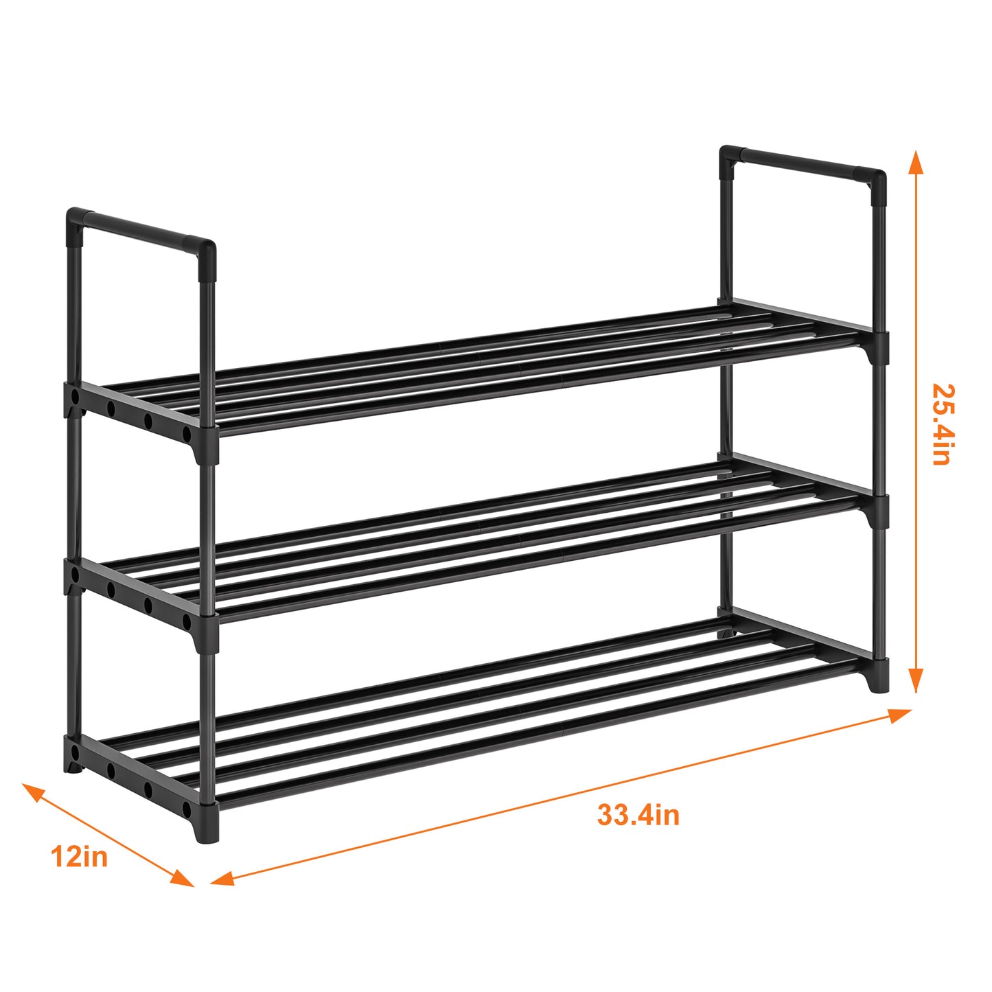 OYREL Shoe Rack for Closet Sturdy Storage Metal Organizer Entryway Shoes Over The Door Shelf Zapateras Free Standing Racks,3 Tier Large Rack, Black