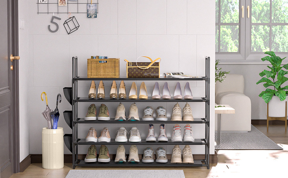 OYREL Shoe Rack 5 Tier Shoe Organizer Shoe Storage 20-25 Pairs Shoe Rack for Closet Shoe Rack Organizer Entryway Shoe Holder Space Saving Shoe Shelf Shoe Stand Large Tall Shoe Tower Garage Door