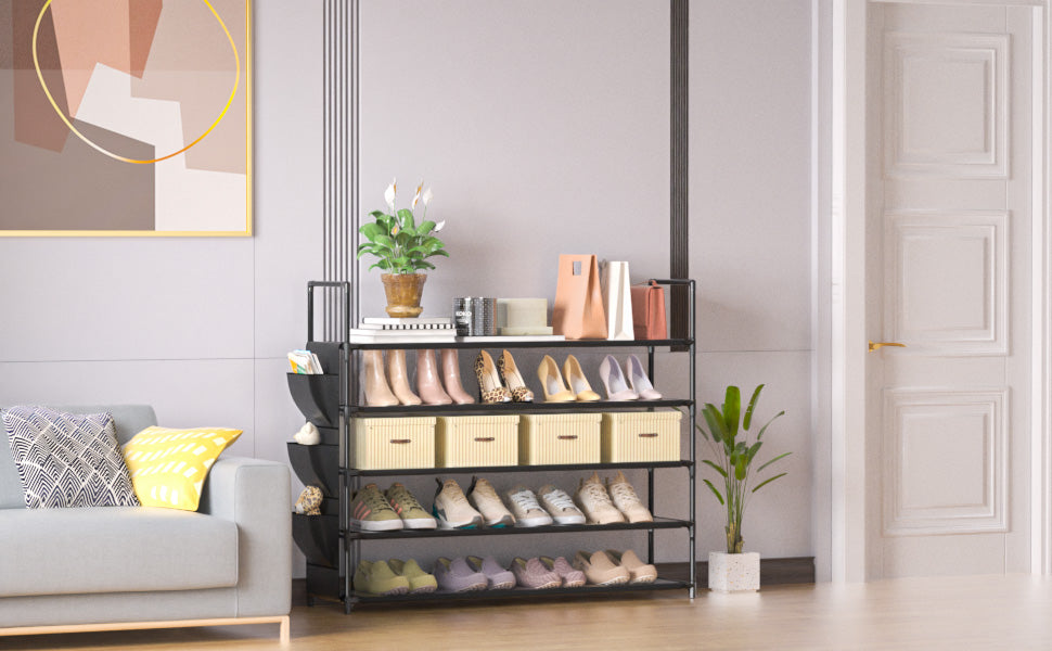 OYREL Shoe Rack 5 Tier Shoe Organizer Shoe Storage 20-25 Pairs Shoe Rack for Closet Shoe Rack Organizer Entryway Shoe Holder Space Saving Shoe Shelf Shoe Stand Large Tall Shoe Tower Garage Door