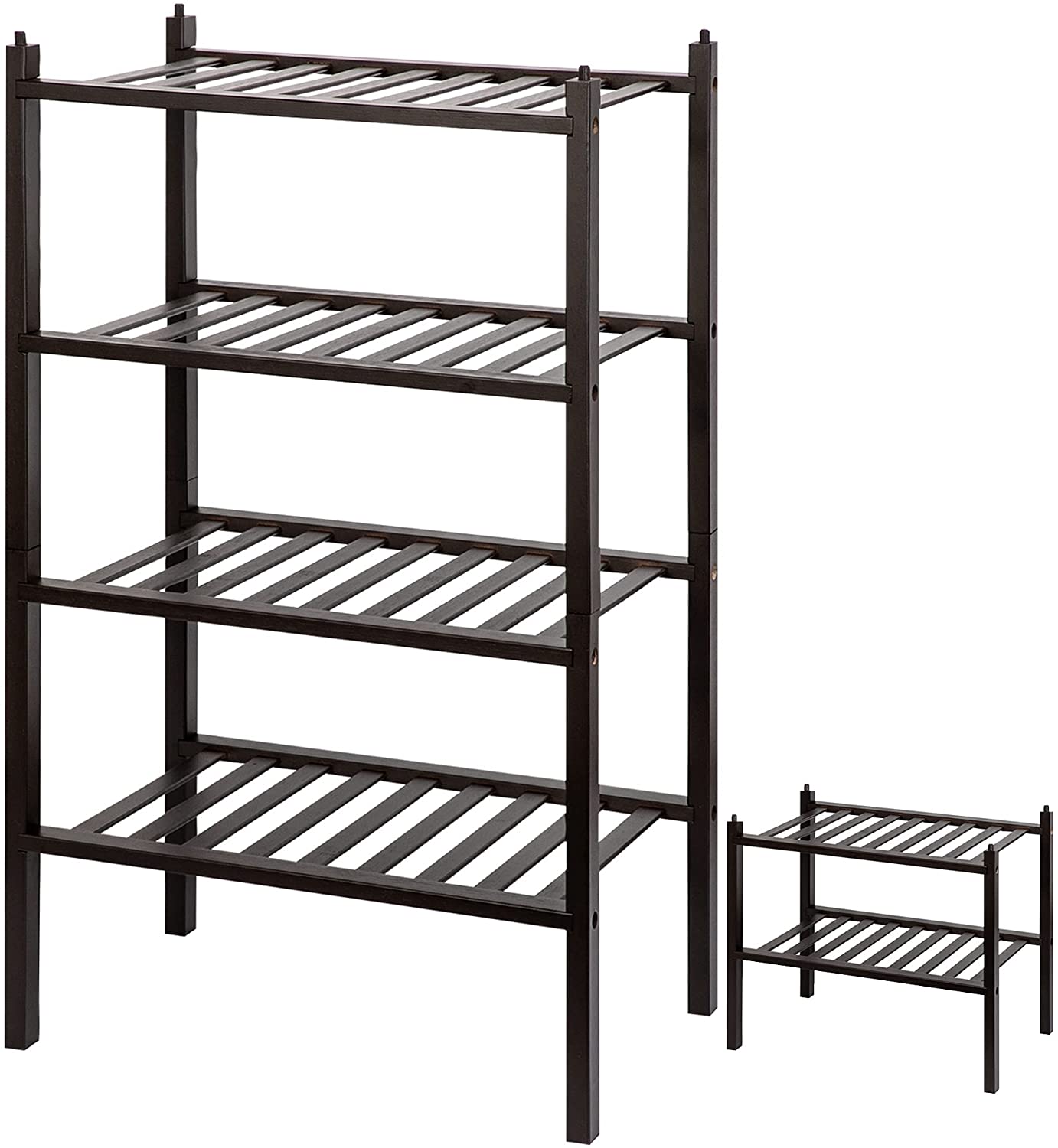 Narrow Shoe Rack for Closet,Sturdy Small Shoe Rack Organizer,4 Tier Stackable Shoe Storage for Small Space,Beautiful Natural Bamboo Shoe Rack Entryway
