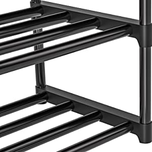 OYREL Shoe Rack for Closet Sturdy Storage Metal Organizer Entryway Shoes Over The Door Shelf Zapateras Free Standing Racks,3 Tier Large Rack, Black