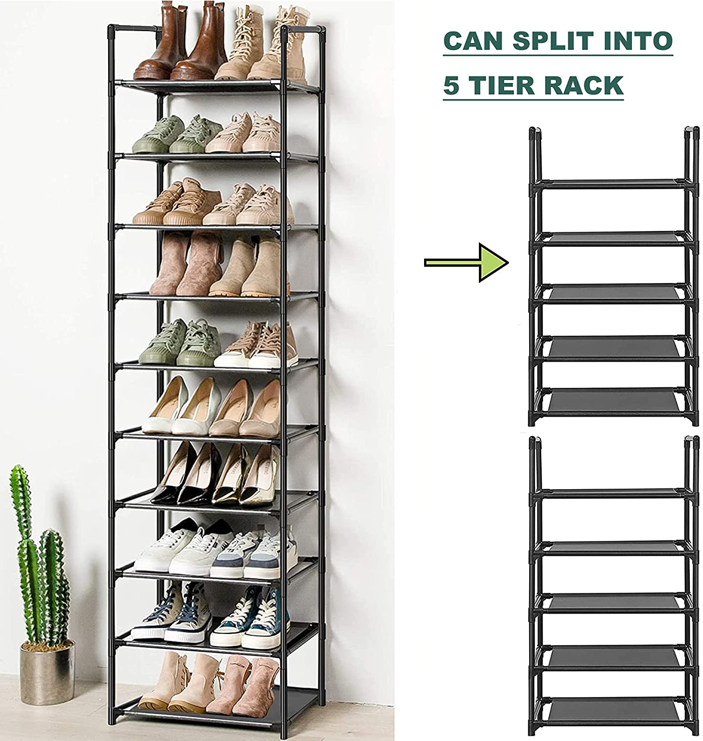 Shoe Rack, Sturdy Shoe Organizer for Closet,Shoe Rack for Closets,Shoe Rack for Entryway,Shoe Storage,Shoe Shelf, Free Standing Shoe Racks(10 Tier)