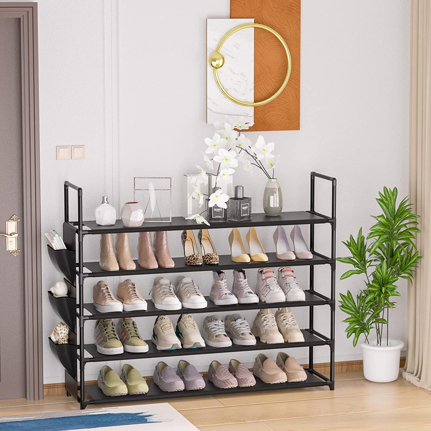 OYREL Shoe Rack 5 Tier Shoe Organizer Shoe Storage 20-25 Pairs Shoe Rack for Closet Shoe Rack Organizer Entryway Shoe Holder Space Saving Shoe Shelf Shoe Stand Large Tall Shoe Tower Garage Door