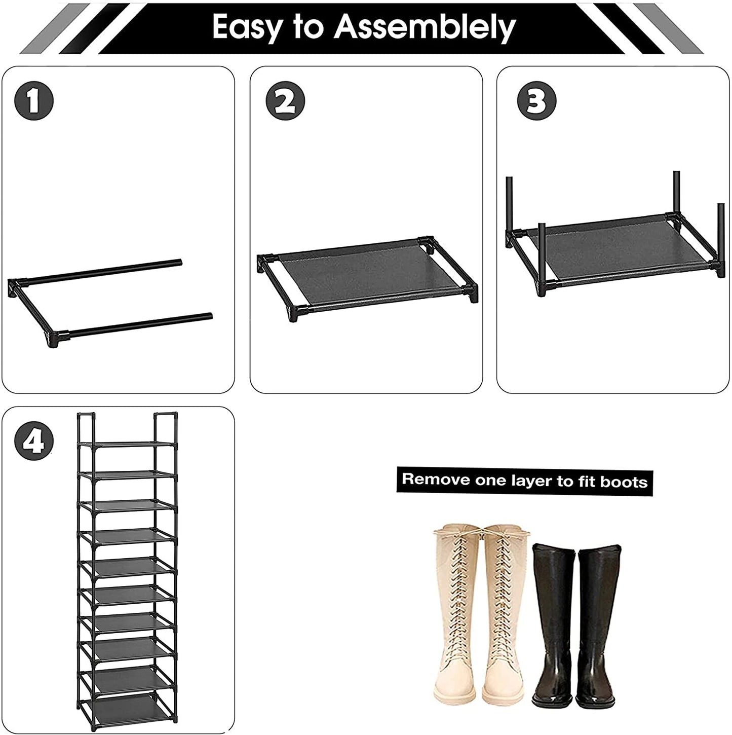Shoe Rack, Sturdy Shoe Organizer for Closet,Shoe Rack for Closets,Shoe Rack for Entryway,Shoe Storage,Shoe Shelf, Free Standing Shoe Racks(10 Tier)