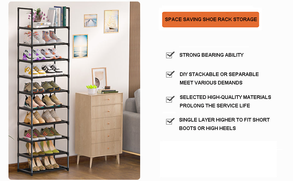 Shoe Rack, Sturdy Metal Shoe Rack Organizer,Narrow Shoe Rack,Shoe Racks for Closets,Shoes Rack,Shoe Stand,Shoe Shelf