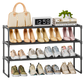 OYREL Shoe Rack for Closet Sturdy Storage Metal Organizer Entryway Shoes Over The Door Shelf Zapateras Free Standing Racks,3 Tier Large Rack, Black