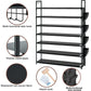 OYREL Shoe Rack 7 Tier 28-35 Pairs Shoes, Shoe Storage Organizer Large with Side Bag Space Saving for Closet, Entryway, Garage, Bedroom Non-Woven Shoe Rack Shelf Black