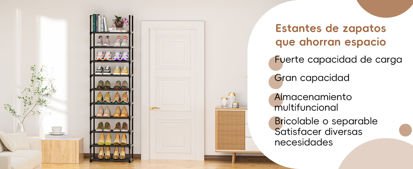 OYREL 10 Niveles Zapatero Estrecho, Robusto Zapatero metálico Organizador Alto, Zapatero Ahorra Espacio para armarios, entradas