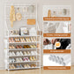 OYREL Shoe Rack 6 Tier Shoes Organizer 24-30 Pairs Shoe Racks for Closet Front Door Entrance Large Capacity Space Saving Shoe Storage Organizer with Multifunctional 5 Hooks and Side Pocket