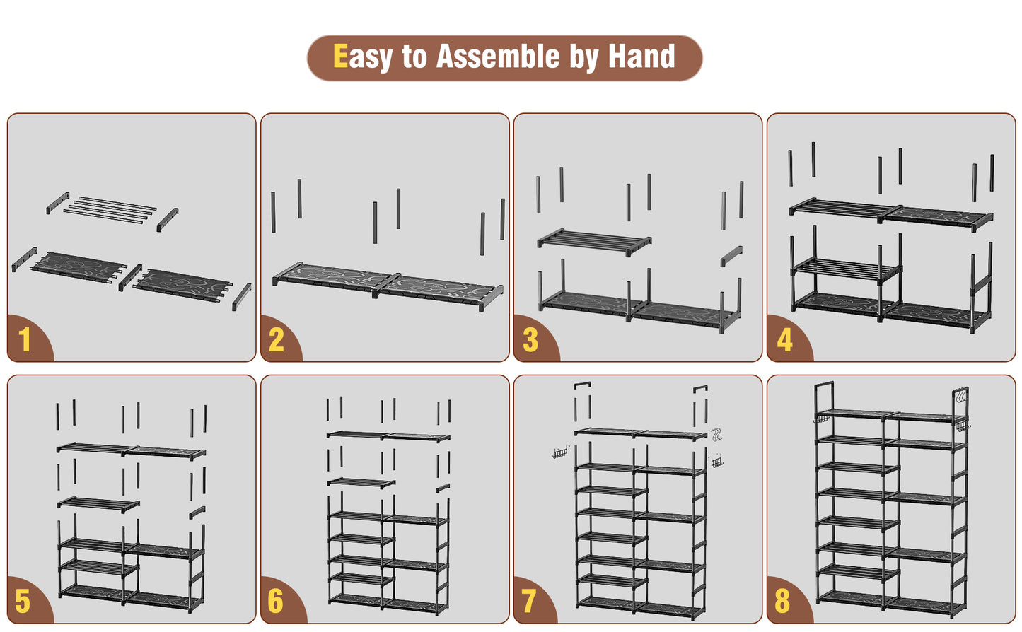 Shoe Rack Organizer 8 Tiers, Tall Shoe Racks Shelf Storage, 26-32 Pairs Vertical Large Rack,Stackable Shoes Racks for Entryway, Closet, Garage