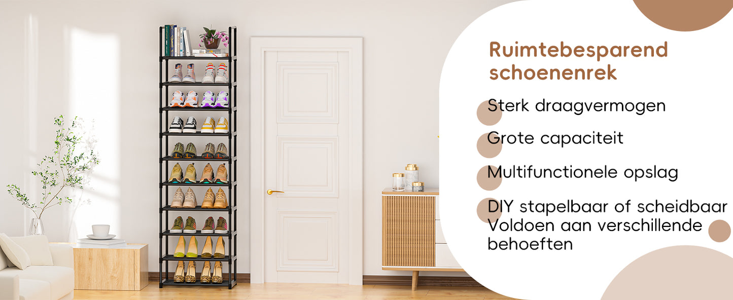 OYREL Étagère à Chaussures 10 Niveaux Gain de Place, Organisateur de Chaussures Grande capacité pour 20-25 Paires, Armoire à Chaussures métallique Haute et étroite, pour entrée, Salon, Chambre