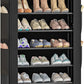 OYREL Large Shoe Rack, Black, 6 Side Pockets, 23.6" Wide x 11.4" Deep x 68.9" Tall, 36-41 Pairs of Shoes