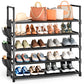 OYREL Schuhregal 5 Ebenen, Große Kapazität Shoe Rack Schuhablage mit Seitentasche für 20-25 Paar Schuhe, Stark Schuhaufbewahrung für Schrank, Flur, Closet, Draußen, 85cm Breit Shoe Storage Schwarz