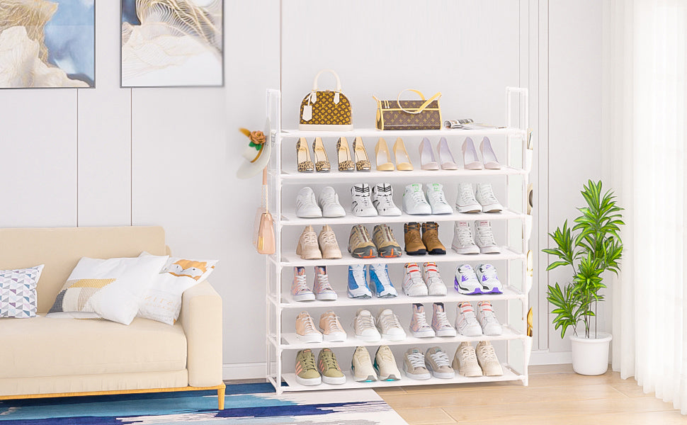 Shoe Rack 7 Tier Shoe Organizer Shoe Storage 28-35Pairs Shoe Rack for Closet Shoe Rack Organizer Entryway Shoe Holder Space Saving Shoe Shelf Shoe Stand Large Tall Shoe Tower Garage