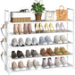 OYREL Shoe Rack 5 Tier 20-25 Pairs Shoes, Shoe Storage Organizer Large with Side Bag Space Saving for Closet, Entryway, Garage, Bedroom Non-Woven Shoe Rack Shelf White