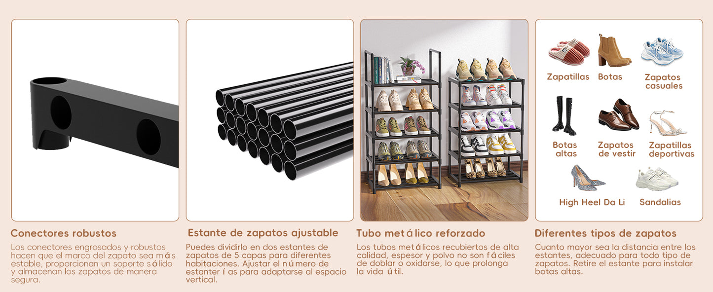 OYREL 10 Niveles Zapatero Estrecho, Robusto Zapatero metálico Organizador Alto, Zapatero Ahorra Espacio para armarios, entradas