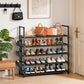 OYREL Shoe Rack 5 Tier 20-25 Pairs Shoes, Shoe Storage Organizer Large with Side Bag Space Saving for Closet, Entryway, Garage, Bedroom Non-Woven Shoe Rack Shelf Black