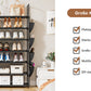 OYREL Schuhregal 7 Ebenen, Große Kapazität Shoe Rack Schuhablage mit Seitentasche für 28-35 Paar Schuhe, Stark Schuhaufbewahrung für Schrank, Flur, Closet, Draußen, 85cm Breit Shoe Storage Schwarz