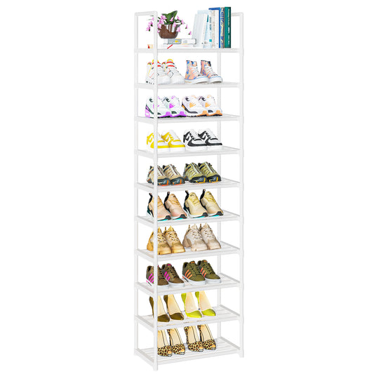 OYREL Tall Shoe Rack for Narrow Space,10 Tier Stackable Shoe Storage Organiser Large Capacity 20-25 Pairs,Premium Metal Frame Shoe Stand,Detachable Shoe Shelf for Hallway,Dressing Room,Bedroom,Closet