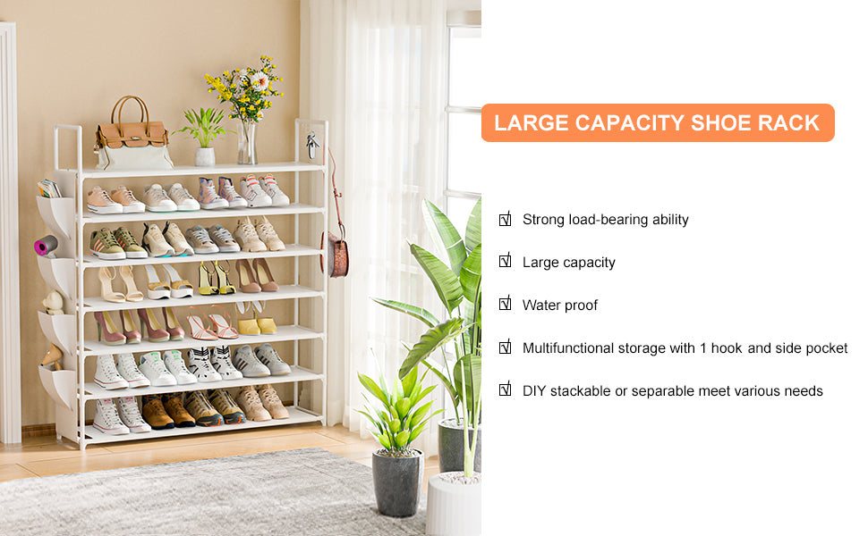 Shoe Rack 7 Tier Shoe Organizer Shoe Storage 28-35Pairs Shoe Rack for Closet Shoe Rack Organizer Entryway Shoe Holder Space Saving Shoe Shelf Shoe Stand Large Tall Shoe Tower Garage