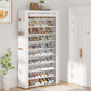 OYREL 10 Tier Shoe Rack Cabinet with Dustproof Cover, Large Capacity Shoe Stand Metal Frame, Shoe Racks Storage Space Saver for 50-56 Pairs Shoes, Shoe Shelves for Inside Wardrobe, Living Room,Hallway
