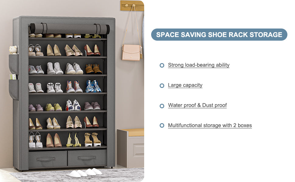 OYREL Shoe Rack, Shoe Storage Cabinet 32 Pairs Shoe Organizer Shelf Ta –  oyrel