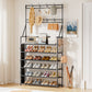 OYREL Shoe Rack 6 Tier Shoes Organizer 24-30 Pairs Shoe Racks for Closet Front Door Entrance Large Capacity Space Saving Shoe Storage Organizer with Multifunctional 5 Hooks and Side Pocket