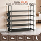 OYREL Shoe Rack 5 Tier 20-25 Pairs Shoes, Shoe Storage Organizer Large with Side Bag Space Saving for Closet, Entryway, Garage, Bedroom Non-Woven Shoe Rack Shelf Black