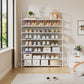 OYREL Shoe Rack 8 Tier 32-40 Pairs Shoes, Shoe Storage Organizer Large with Side Bag Space Saving for Closet, Entryway, Garage, Bedroom Non-Woven Shoe Rack Shelf White