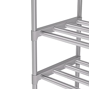 OYREL 10-Tier Metal Shoe Rack, Narrow Shoe Rack Organizer, Sturdy Shoe Shelf for Closets, Entryway, Bedroom, Garage - Silver