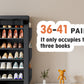 OYREL Large Shoe Rack, Black, 6 Side Pockets, 23.6" Wide x 11.4" Deep x 68.9" Tall, 36-41 Pairs of Shoes